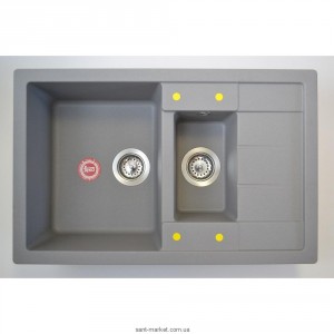 Мийка для кухні прямокутна TEKA ASTRAL 60 B-TG 1.5 чаші обертається крило врізна граніт сірий металік 88956