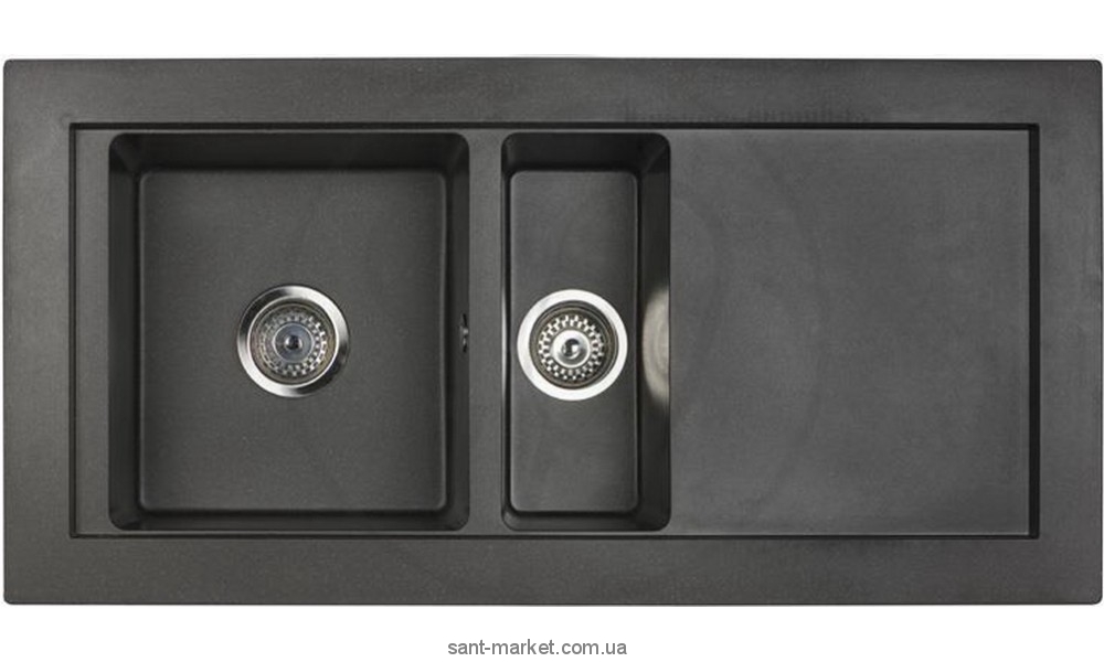 Мийка для кухні прямокутна TEKA AURA 60B TG 1.5 чаші обертається крило врізна граніт чорний металік 88564