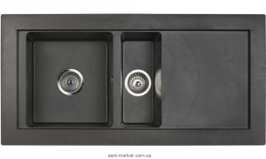 Мойка для кухни прямоугольная TEKA AURA 60B TG  1.5 чаши  оборачиваемое крыло  врезная  гранит  черный металлик 88564