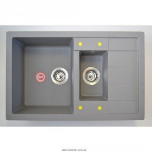 Мойка для кухни прямоугольная TEKA ASTRAL 60 B-TG  1.5 чаши  оборачиваемое крыло  врезная  гранит  серый металлик 88956