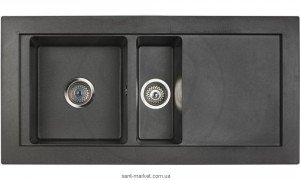Мойка для кухни прямоугольная TEKA AURA 60B TG  1.5 чаши  оборачиваемое крыло  врезная  гранит  черный металлик 88564