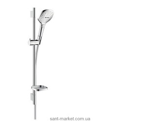 Душовий гарнітур зі штангою Hansgrohe колекція Raindance Select E EcoSmart хром / білий 26623400