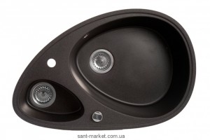 Мойка для кухни асимметричная Metalac X GRANIT Elipse  1.5 чаши  врезная  гранит  черная 113006