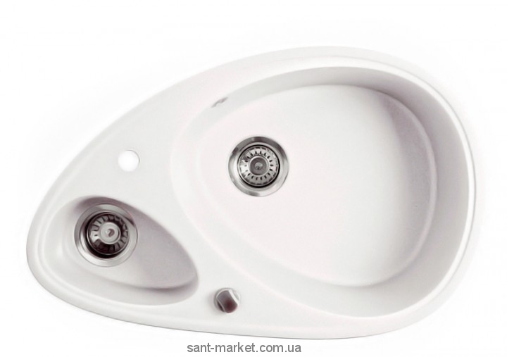 Мойка для кухни асимметричная Metalac X GRANIT Elipse  1.5 чаши  врезная  гранит  белая 123264