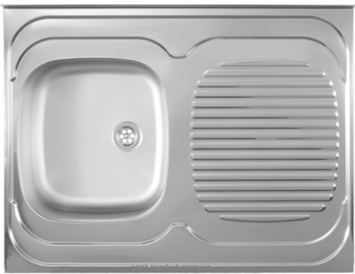 Мийка для кухні прямокутна Metalac Standard L крило справа накладна нержавіюча сталь хром 135802