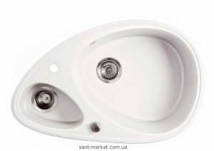 Мойка для кухни асимметричная Metalac X GRANIT Elipse  1.5 чаши  врезная  гранит  белая 123264