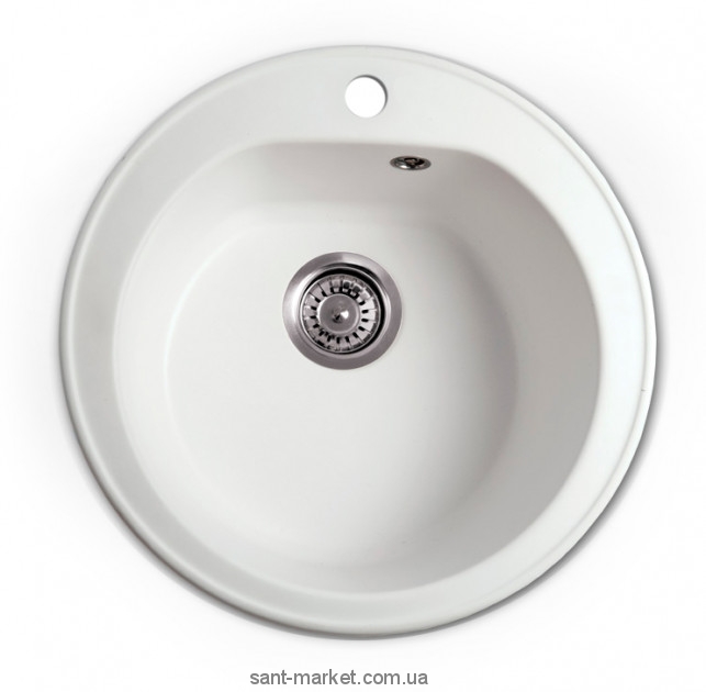 Мийка для кухні кругла Metalac X GRANIT VENERA врізна граніт біла 123261