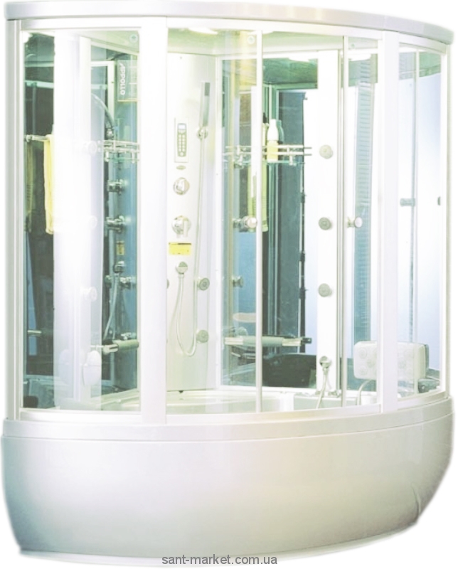 Паровий гидробокс кутовий Appollo Guci-856BS 148x148x220 з ванною чверть кола