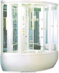 Паровий гидробокс кутовий Appollo Guci-856BS 148x148x220 з ванною чверть кола