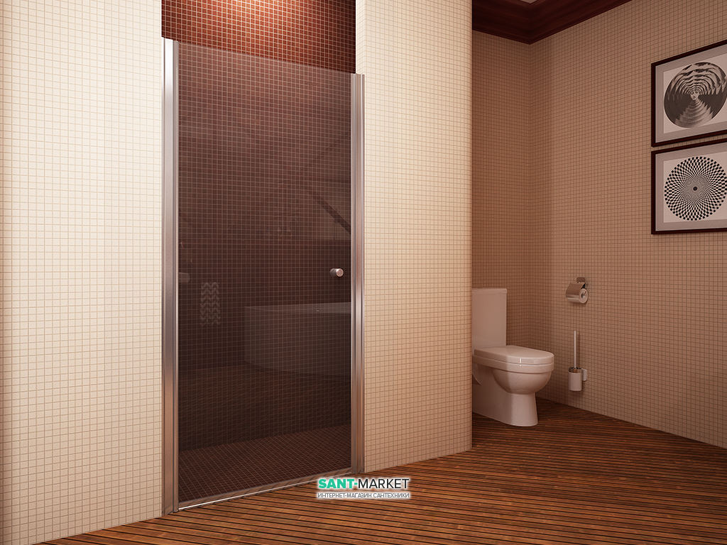 Душові двері в нішу Koller Pool Waterfall line скляна орні 80х195 QP10