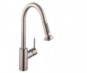 Смеситель для кухни с выдвижной лейкой Hansgrohe Talis S однорычажный сталь 14877800
