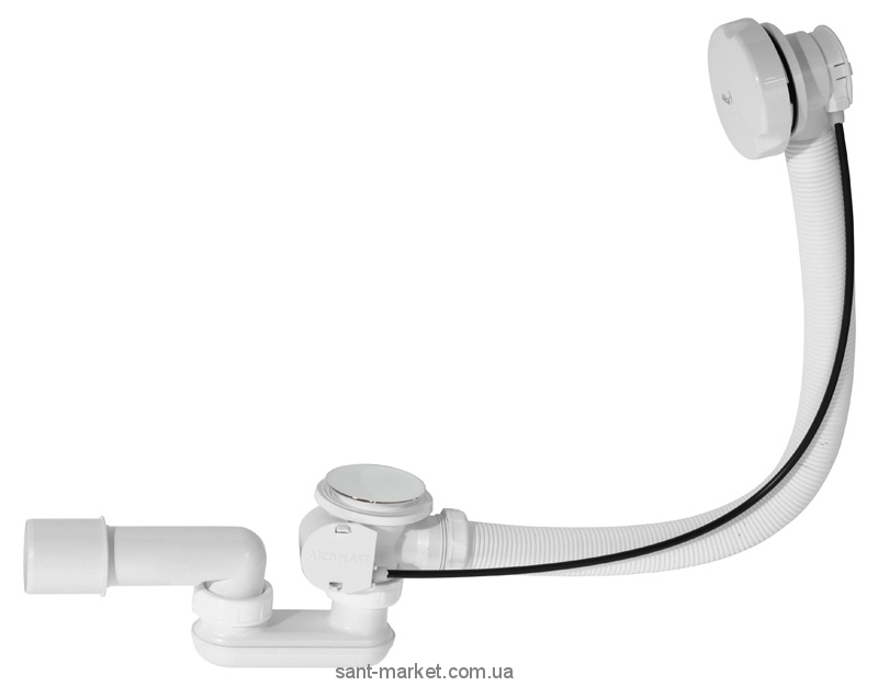 AlcaPlast Сифон для ванни автомат комплект білий (гофра 57 см) A451BM-57