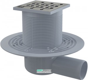 Cливной трап для душу AlcaPlast мокрий затвор бічній випуск регульований 105х105 APV102