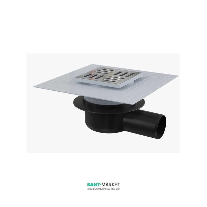 Трап для балконов и террас AlcaPlast сухой гизрозатвор боковой выпуск 105х105 APV26C