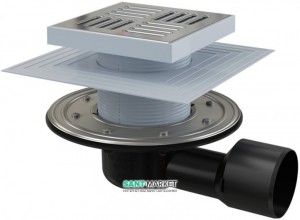 Зливний трап для душу AlcaPlast комбінований затвор бічній випуск 150х150 APV3444