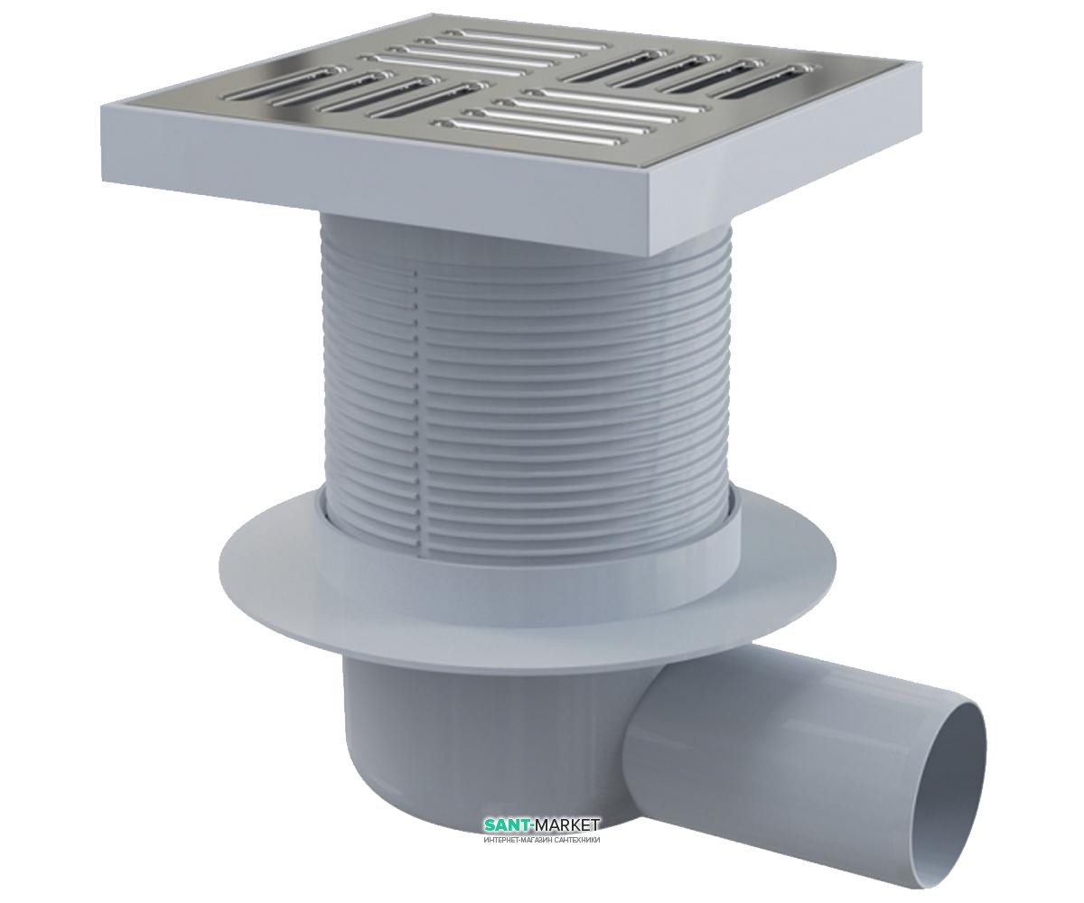 Зливний трап для душу AlcaPlast мокрий затвор бічній випуск 150х150 APV5411