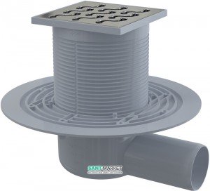 Cливной трап для душу AlcaPlast мокрий затвор бічній випуск регульований 105х105 APV102