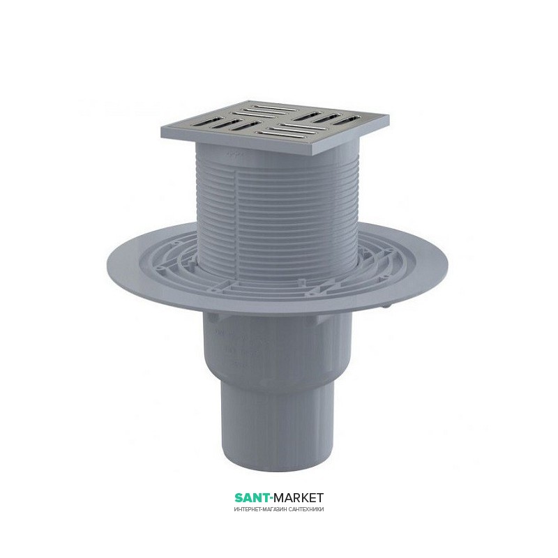 Cливной трап для душу AlcaPlast мокрий гідрозатвор прямий випуск 105х105 APV201