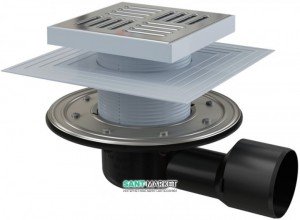 Зливний трап для душу AlcaPlast комбінований затвор бічній випуск 150х150 APV3444