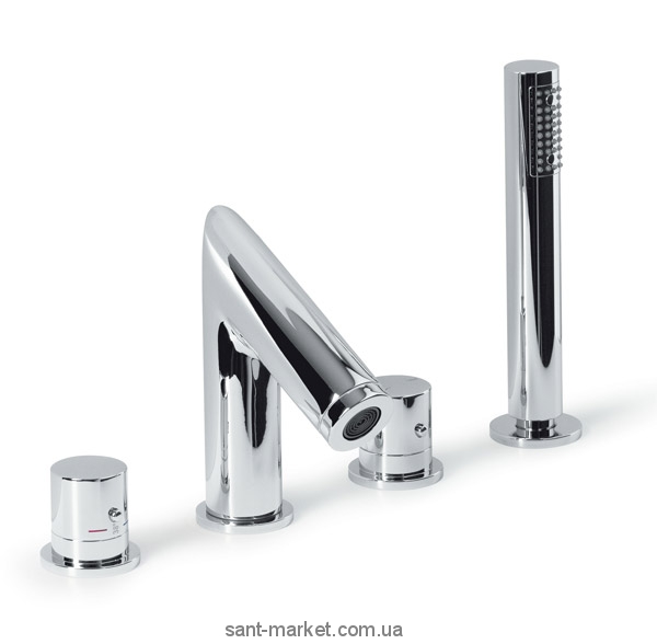 Смеситель с термостатом двухвентильный на борт ванны Alpi SPA коллекция Tonda хром TDT14D26012