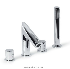 Смеситель с термостатом двухвентильный на борт ванны Alpi SPA коллекция Tonda хром TDT14D26012