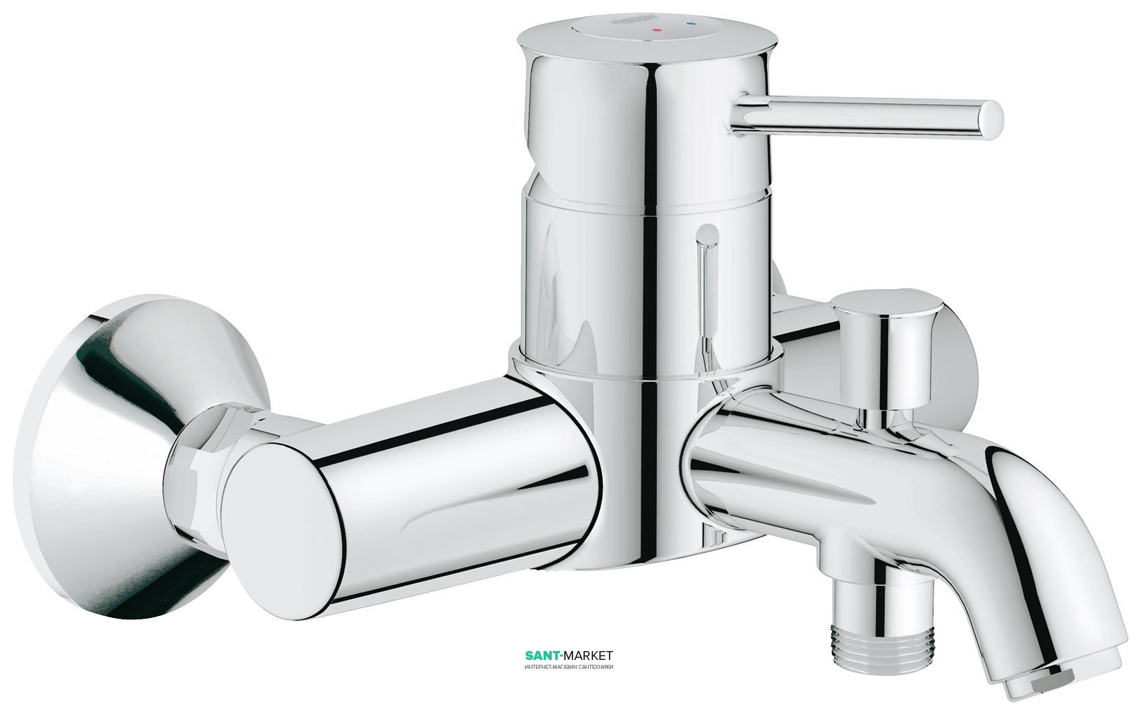 Смеситель однорычажный для ванны с коротким изливом Grohe коллекция BauClassic хром 32865000