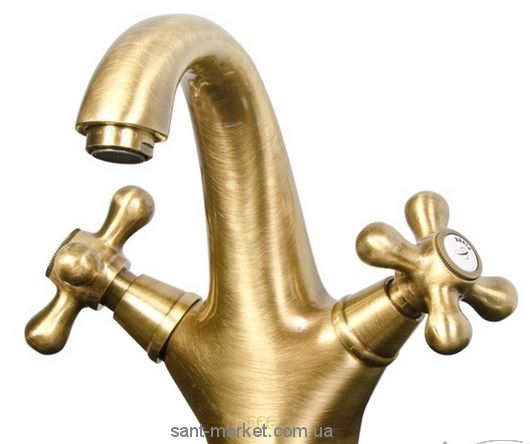 Змішувач для раковини двухвентильний з донним клапаном Fiore колекція Margot золото 26062301 Gold