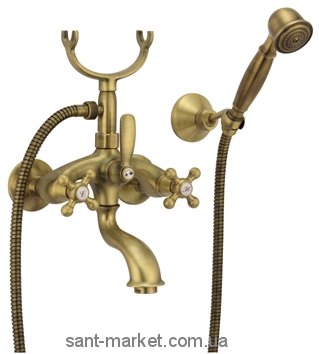 Змішувач двохвентильний для ванни з душем Fiore колекція Margot бронза 26061100 Old Bronze