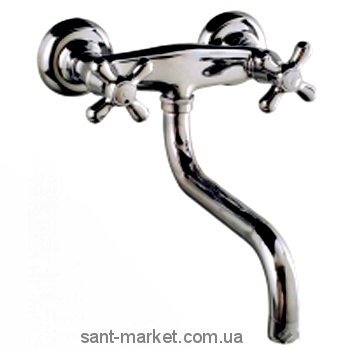 Смеситель двухвентильный для ванны с длинным изливом Fiore коллекция Margot хром 26064200 Chrome