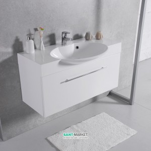 Тумба подвесная Буль-Буль Sumatra 972х399х485  с раковиной Carme 980 искусственный камень белый 11909912200