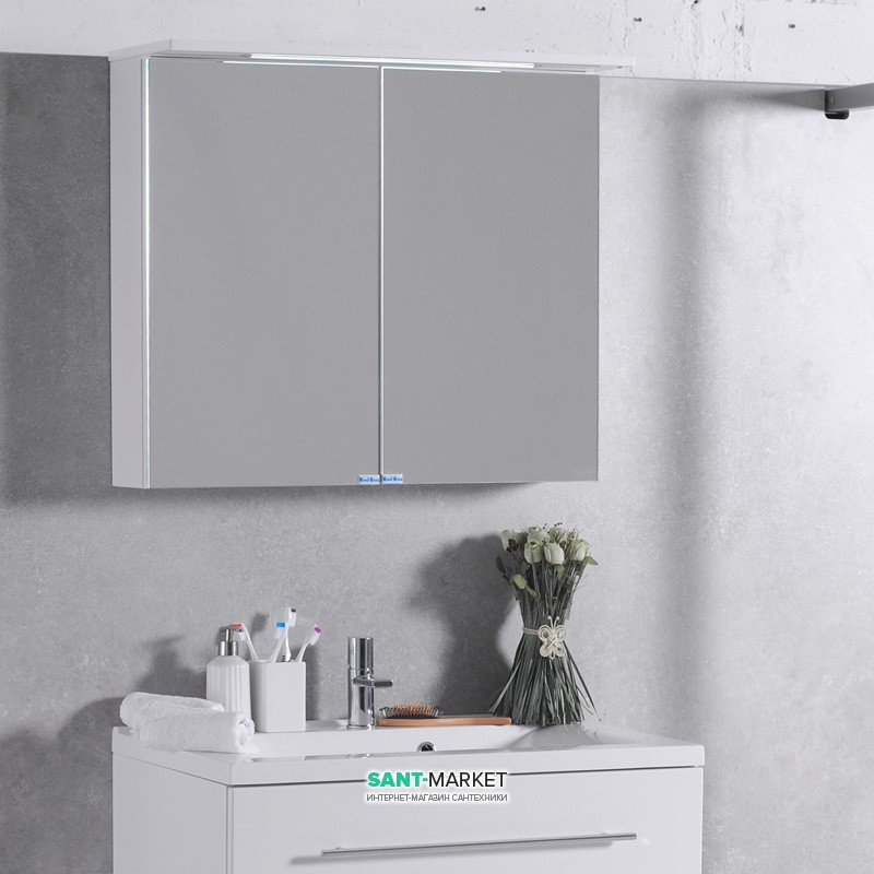 Дзеркальна шафа Буль-Буль MC-10 з діодним підсвічуванням 800х270х700 мм білий ШЗ-10