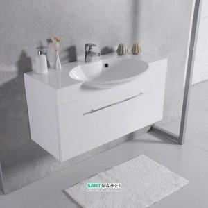 Тумба подвесная Буль-Буль Sumatra 972х399х485  с раковиной Carme 980 искусственный камень белый 11909912200