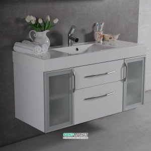 Тумба подвесная Буль-Буль Barbados 1189х485х617 с раковиной Nadja белый Barbados 2-120 (ШН-82 + 0212101)