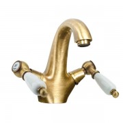 Смеситель для раковины двухрычажный с донным клапаном Fiore Margot Coloniale бронза 02062301 Old Bronze