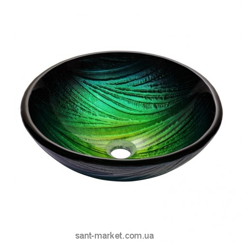Раковина для ванної накладна Kraus зелено-бірюзова GV-391-19mm