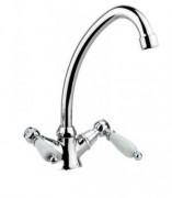 Змішувач для раковини Двохважеля високий Fiore Margot Coloniale бронза 02036301 Old Bronze