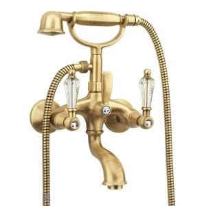 Смеситель двухвентильный со Сваровски с душем Fiore Margot Coloniale бронза 02061000 Old Bronze
