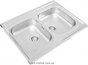 Мойка для кухни прямоугольная Ukinox Standart  2 чаши  накладная  нержавеющая сталь  хром STM 800 600 .20 GT 6C