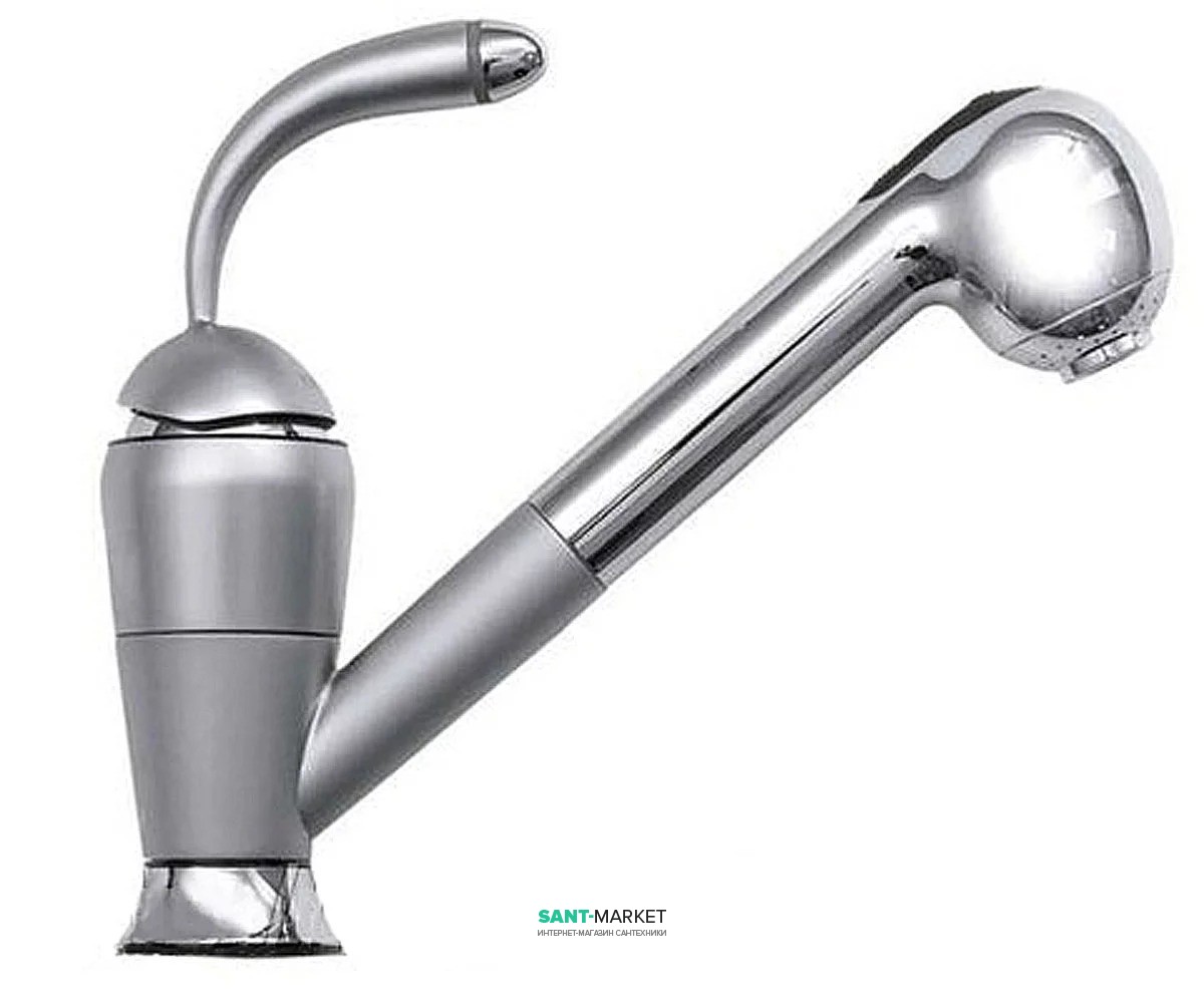 Змішувач для кухні з висувною лійкою Ukinox змішувач матовий хром 41219 STCR
