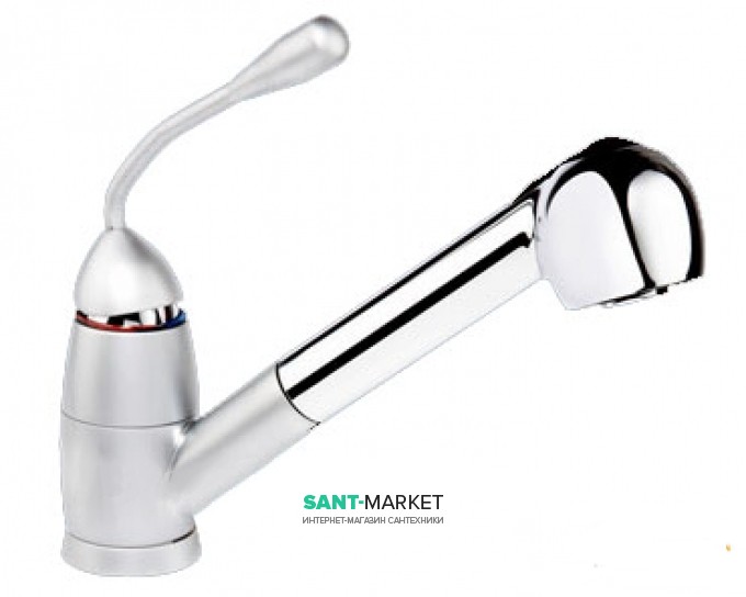 Смеситель для кухни с выдвижной лейкой Ukinox однорычажный ретростиль матовый 42240 STCR