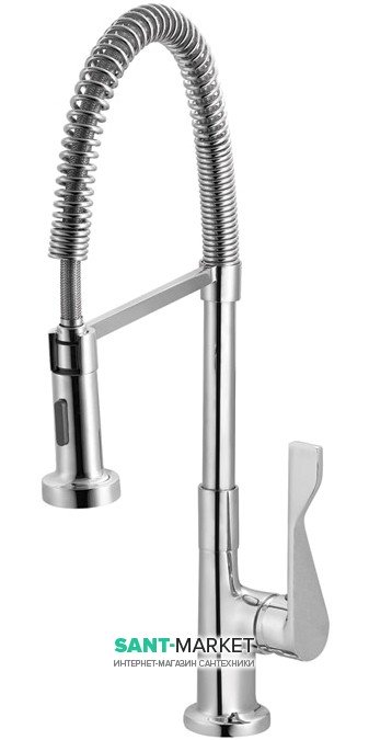 Смеситель для кухни с выдвижной лейкой Ukinox однорычажный на гибкой пружине 7723