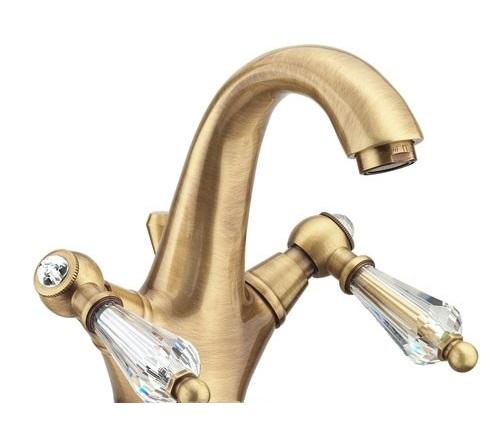 Змішувач для раковини з донним клапаном з Сваровскі Fiore Gioielli бронза 08062301 Old Bronze