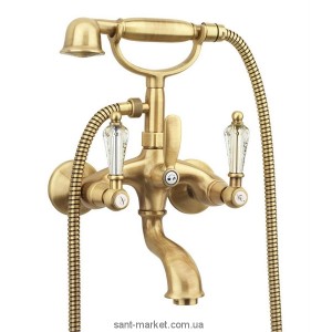 Змішувач двохвентильний зі Сваровські з душем Fiore Margot Gioielli бронза 08061000 Old Bronze