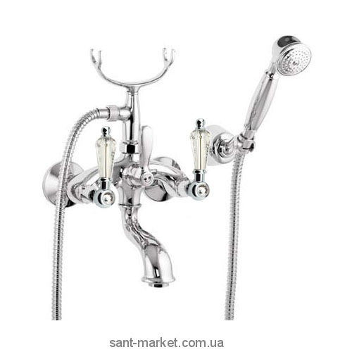 Смеситель двухвентильный со Сваровски с душем Fiore Margot Gioielli-Sky хром 09061000 Chrome