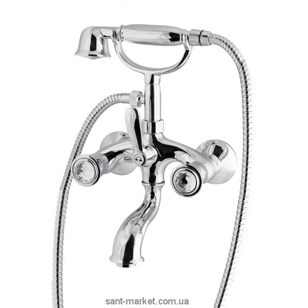 Смеситель двухвентильный со Сваровски с душем Fiore Margot Venere-Sky хром 12061000 Chrome