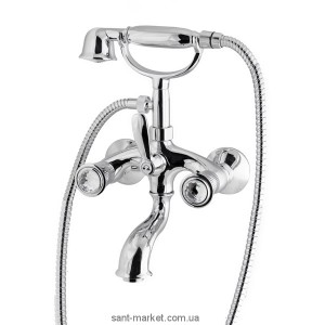 Смеситель двухвентильный со Сваровски с душем Fiore Margot Venere-Sky хром 12061000 Chrome