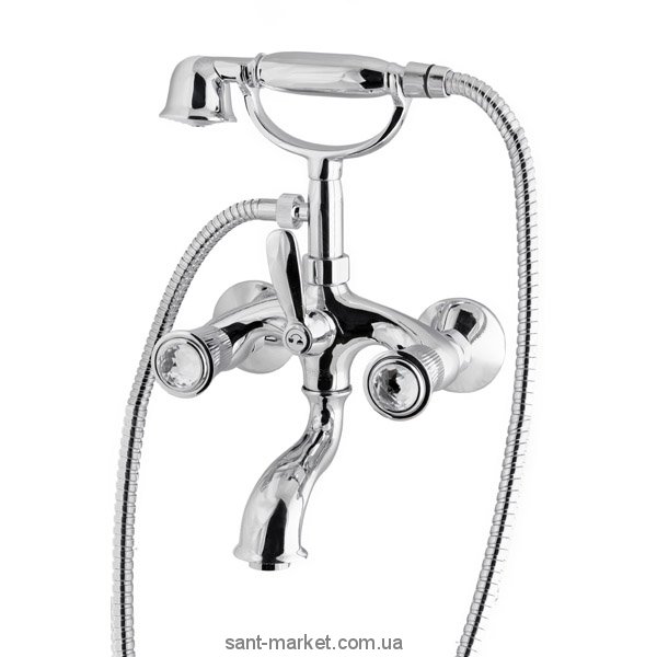Смеситель двухвентильный со Сваровски с душем Fiore Margot Venere-Sky хром 12061000 Chrome