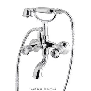 Смеситель двухвентильный со Сваровски с душем Fiore Margot Venere-Sky хром 12061000 Chrome