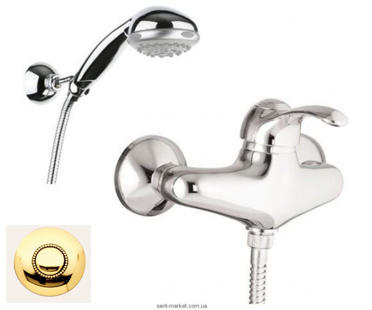 Змішувач для душу настінний змішувач Fiore колекція Jafar з душовим набором золото 47CR5125 Gold
