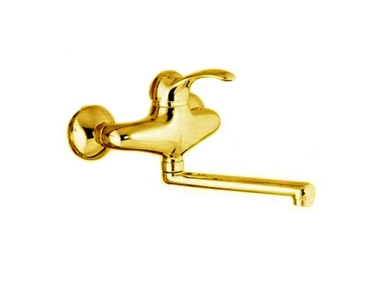 Смеситель однорычажный для ванны с длинным изливом Fiore коллекция Jafar золото 47CR5420 Gold